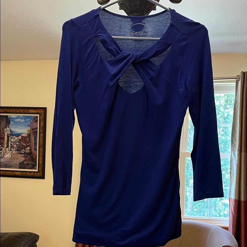 INC International Concepts Women's Royal Blue Long Sleeve shirt